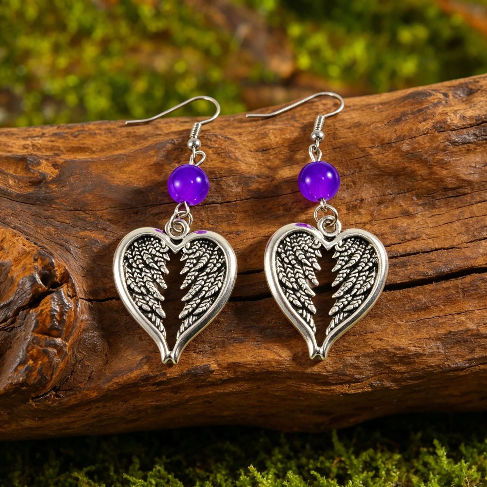 Wholesale Cross-Border European and American Style Retro Crescent Ear Hooks,  Angel Wings Earrings for Women,  High-End Sun Pattern Design,  Elegant and Light Luxury