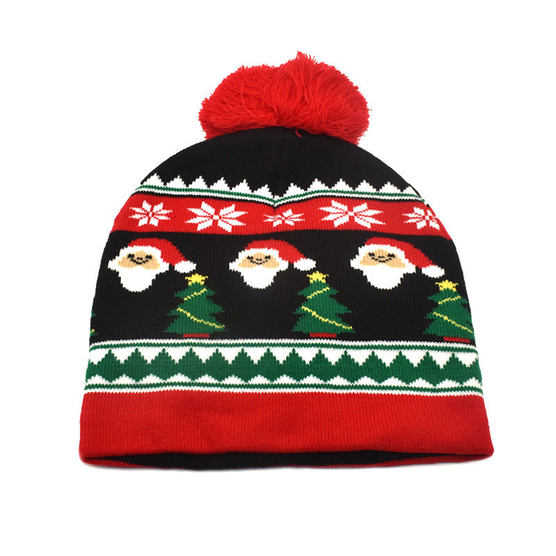 Wholesale Winter warm hat with fur ball Christmas elk knitted beanie