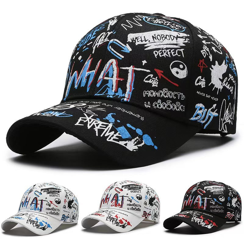 Wholesale Chic Graffiti Baseball Cap Unisex Adjustable Breathable Sun Hat for Outdoor Activities