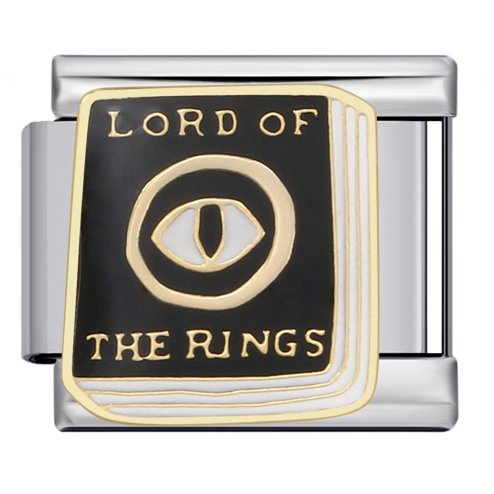 Bracciale modulo italiano all'ingrosso Bracciale a goccia d'olio placcato oro con saldatura in acciaio al titanio fai da te