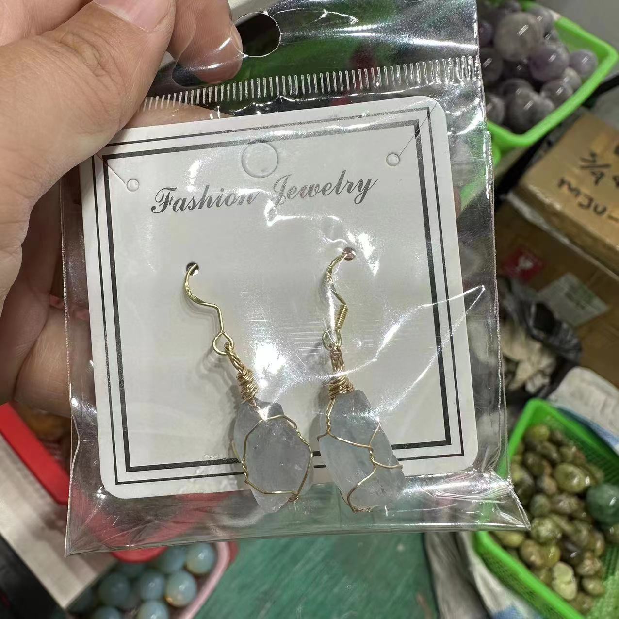 Wholesale Natural Crystal Irregular Rough Stone Handmade 18K Gold Wire Wound Citrine Earrings ACC-ES-XiuK001