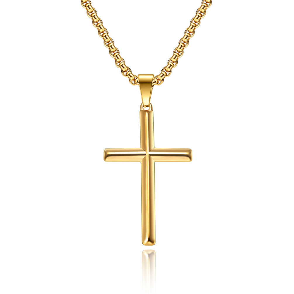 Wholesale Hip Hop Rhombus Cross Pendant Necklace Stylish Titanium Steel Jewelry Accessory for Men and Women