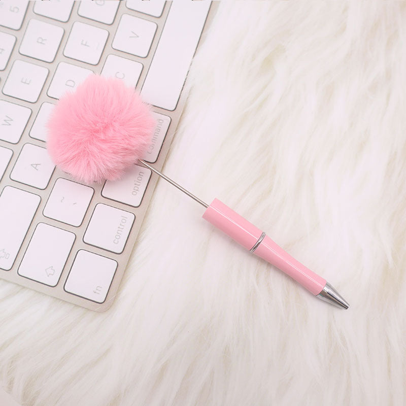 Wholesale Pom Pom Beadable Pen Leopard Print Hair Ball DIY Beaded Ballpoint Pen ACC-PN-CY003