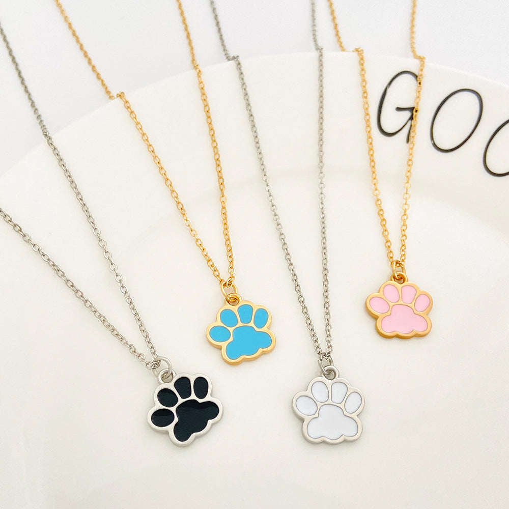 Wholesale Oil Drop Alloy Animal Footprint Cat Paw Necklaces Choker Necklaces ACC-NE-MY015