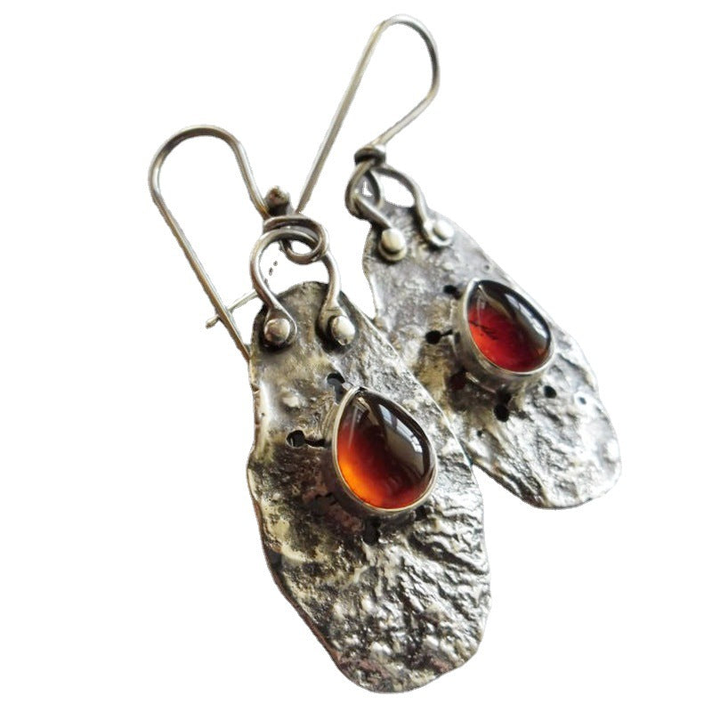 Wholesale Original design inlaid red drop stone earrings