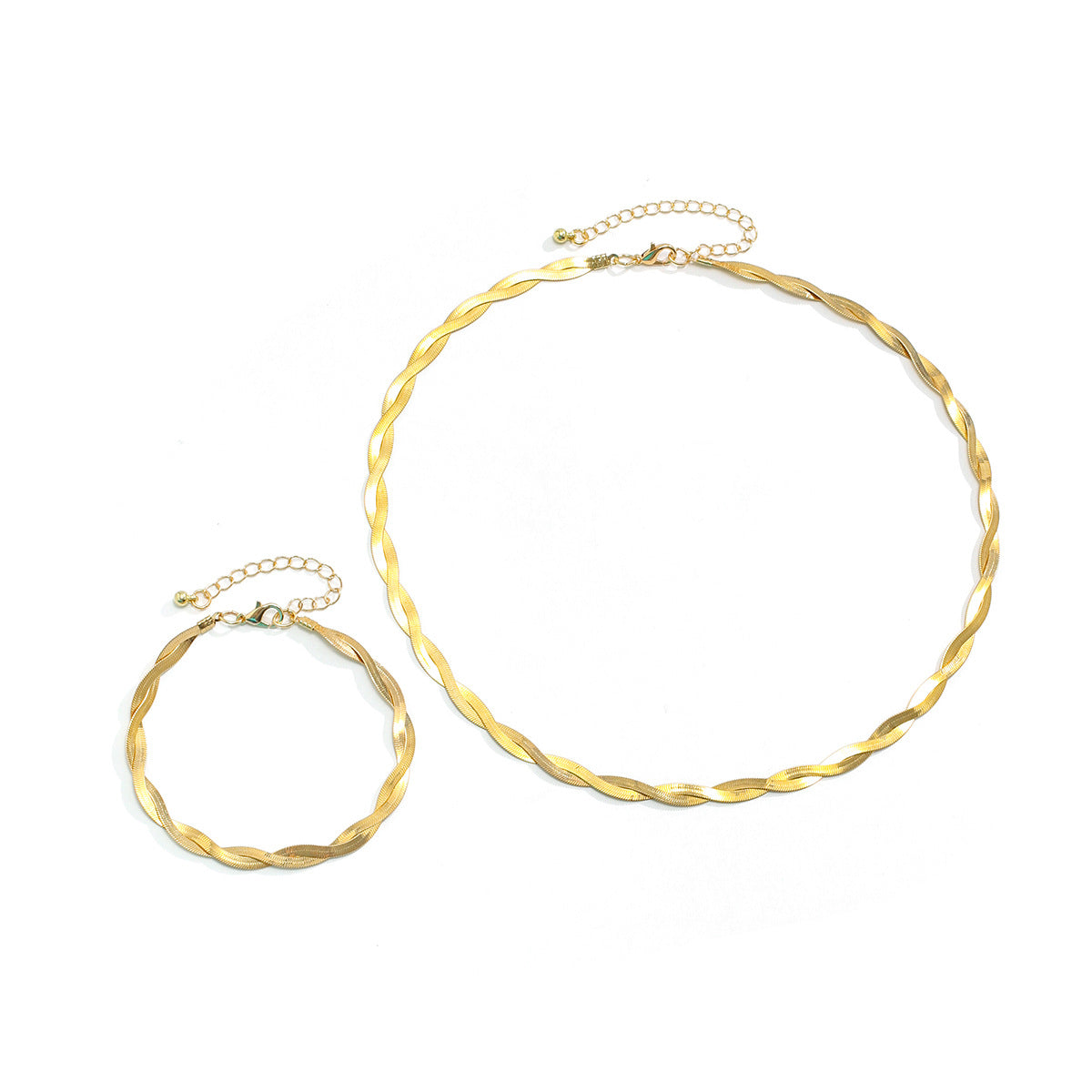 Wholesale Men's Braided Snake Bone Chain Necklace Bracelet Set ACC-NE-Puxin007