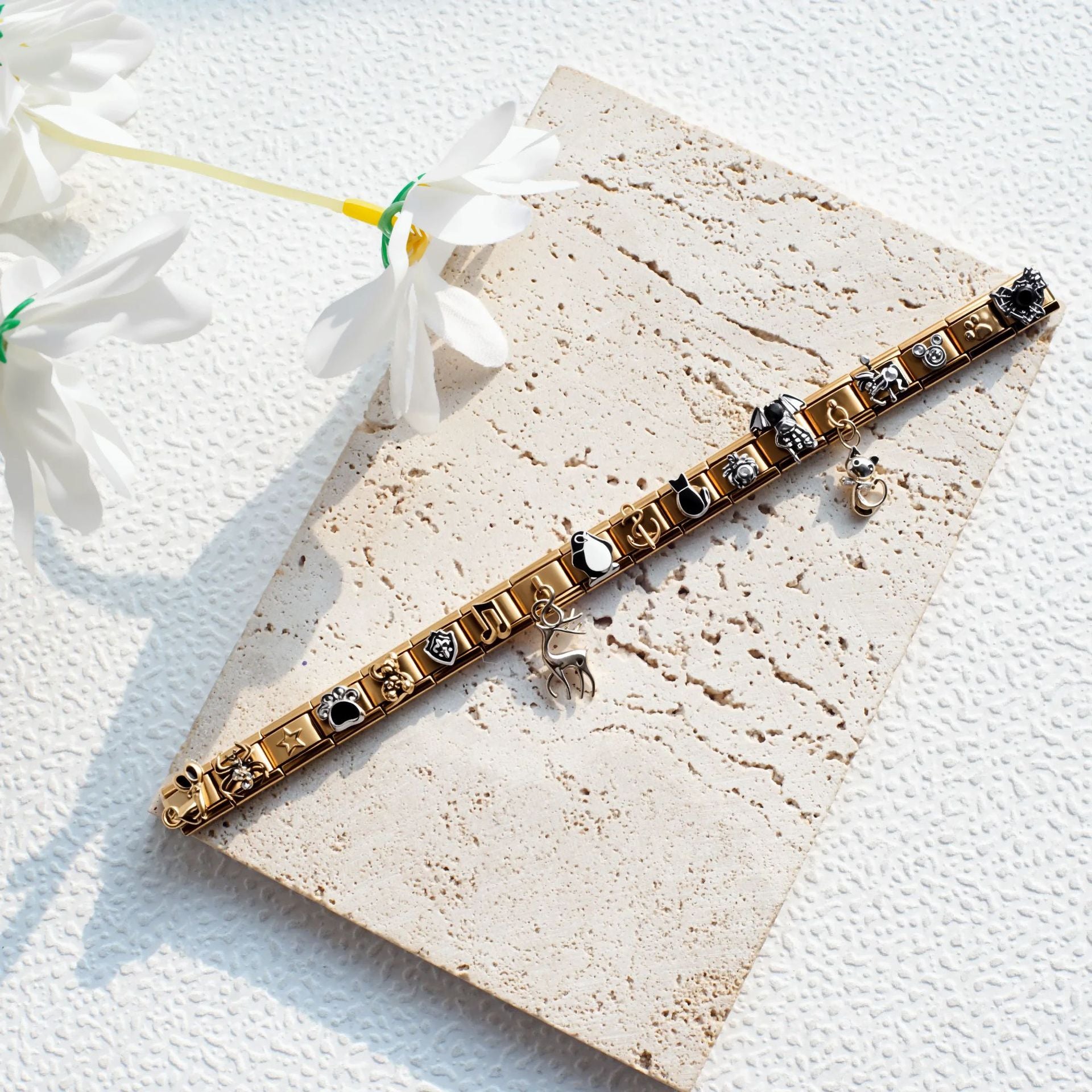 Wholesale 9mm Italian Charm Starter Bracelets DIY square Single Section Creative Stainless Steel Composable Bracelet