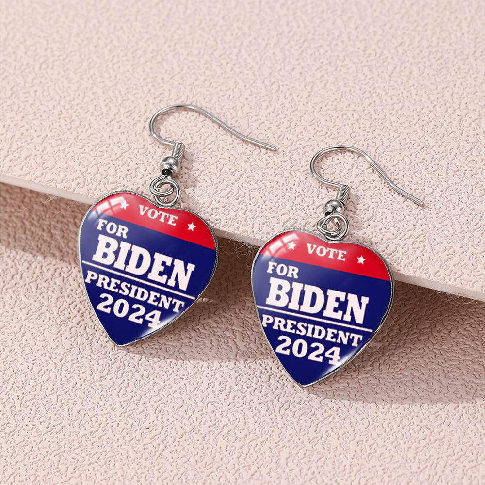 Wholesale Independence Day Stainless Steel Heart Earrings ACC-ES-XiangLian006