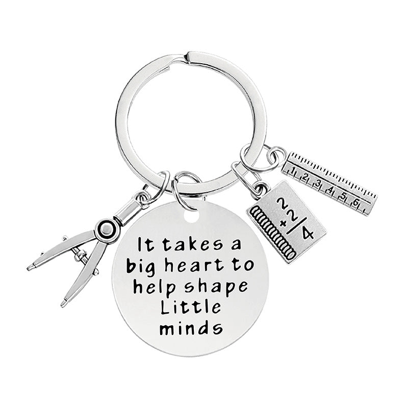 Wholesale Thanksgiving Teacher Compasses Ruler Metal Keychain Holiday Gift ACC-KC-Ganggu018