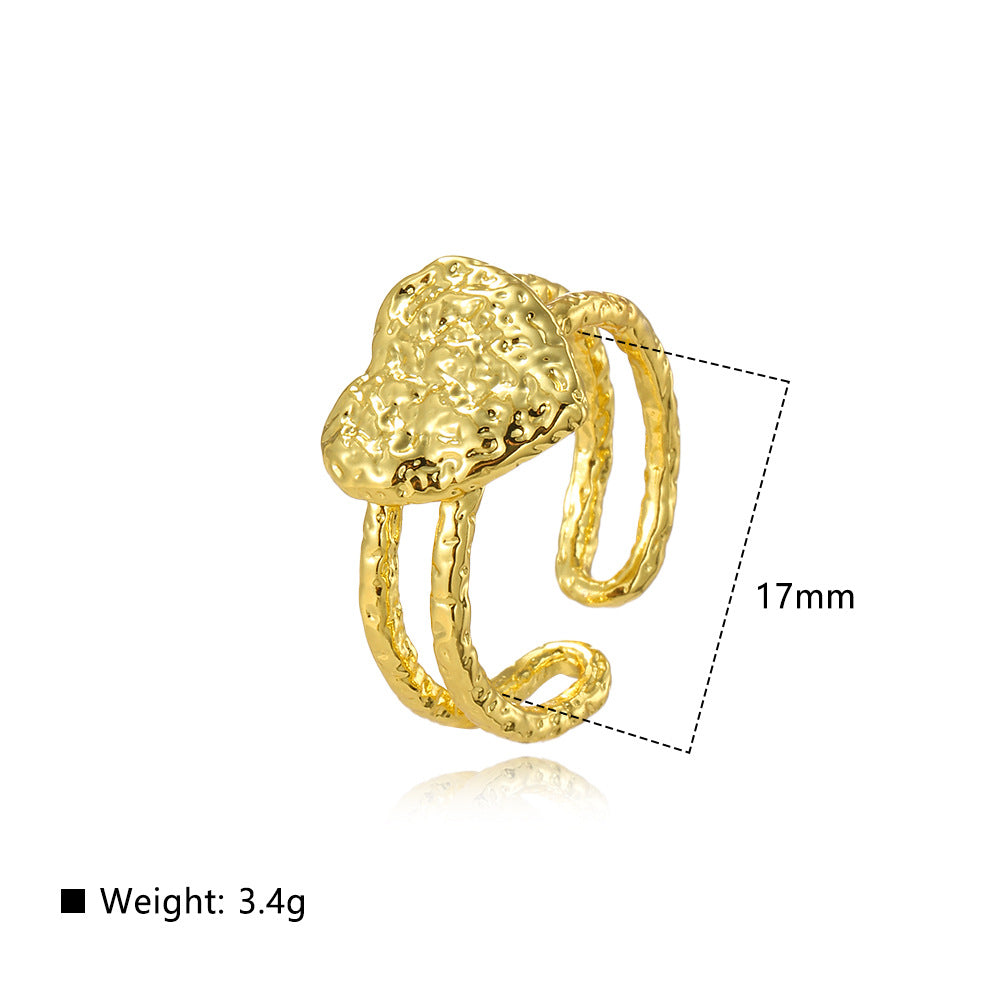Wholesale Retro style irregular concave and convex heart open ring