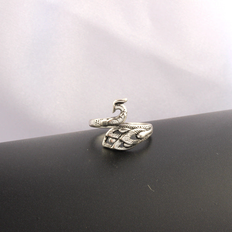 Wholesale 3D Silver Peacock Ring ACC-RS-YuMei013
