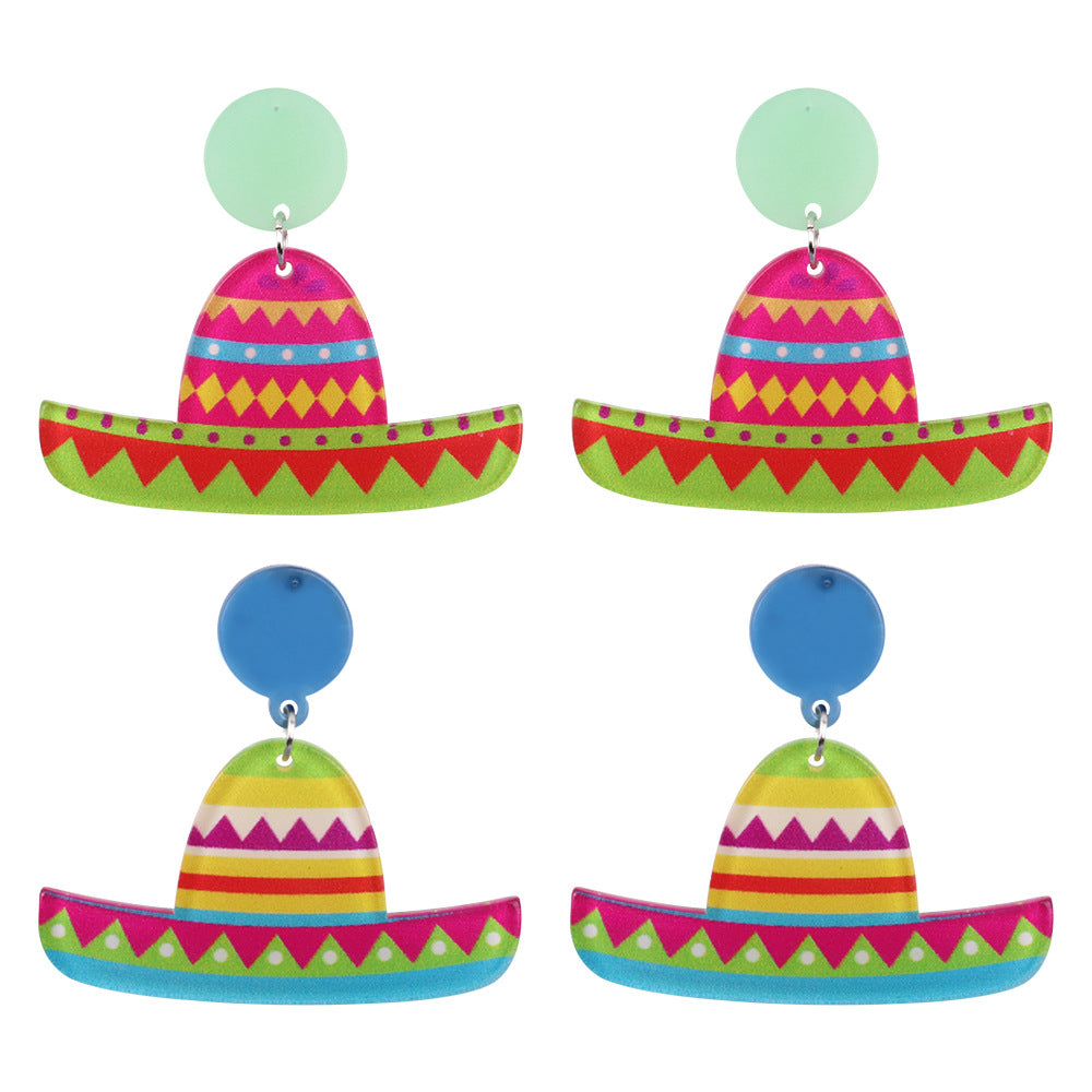 Wholesale Mexican Style Hat Acrylic Earrings ACC-ES-ChouD003