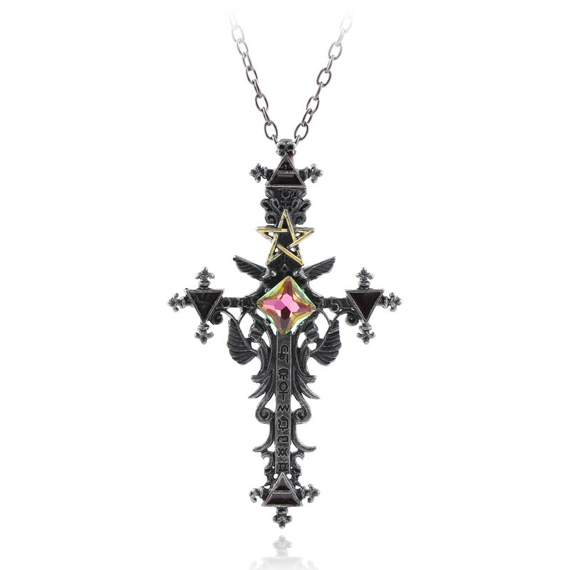 Wholesale Creative Star Flower Pattern Cross Drill Necklace