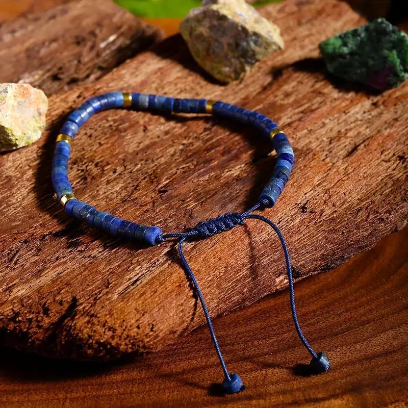 Wholesale Bohemian Style Natural Stone Lapis Lazuli Adjustable Woven Beaded Bracelet Handmade Beads Fashion Accessory For Resale