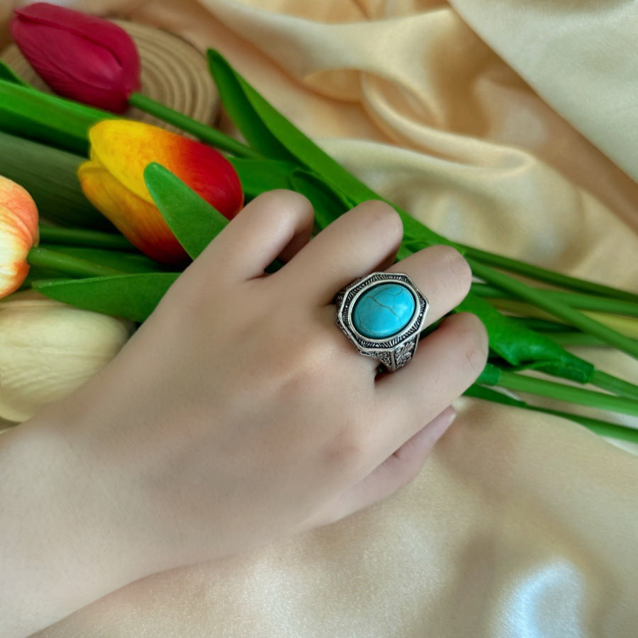 Wholesale  Inlaid Green Turquoise Ring