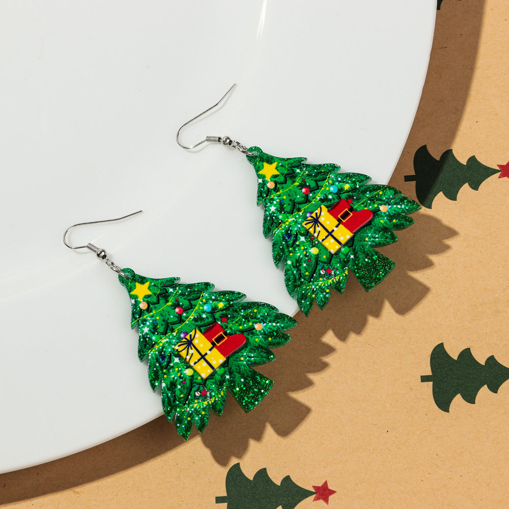 Wholesale Christmas Festival Snowflake Elk Christmas Tree Acrylic Earrings