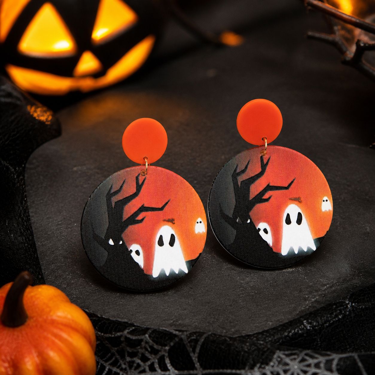 Wholesale Gothic  Earrings Acrylic Ghost Pumpkin Bat Skull Party Jewelry Accessory