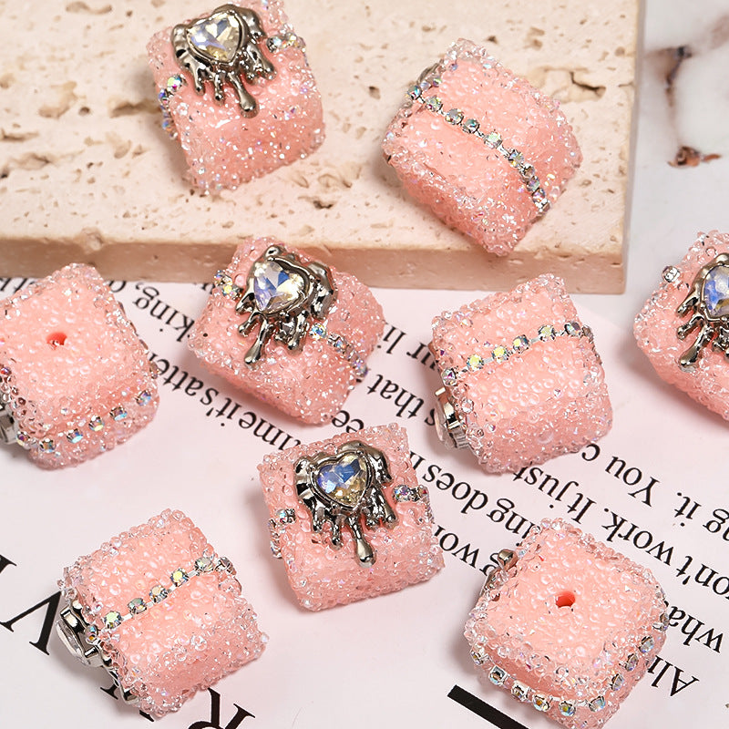 Wholesale of 5pcs/pack of Love Sugar Beads Square Full Diamond Beads ACC-BDS-BLG026