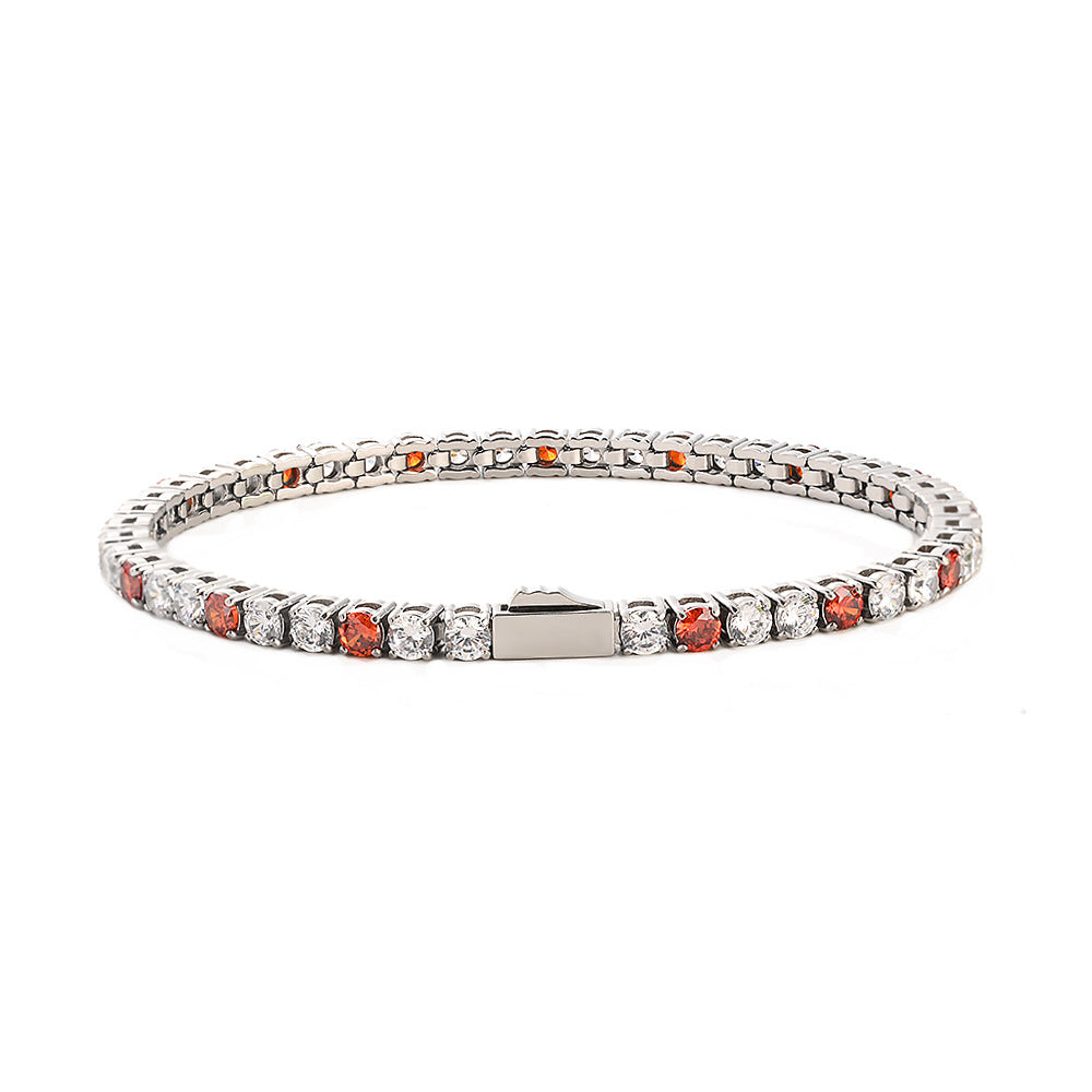 Wholesale Euro-American Hip-Hop Style Stainless Steel Cuban Chain with Red Zircon