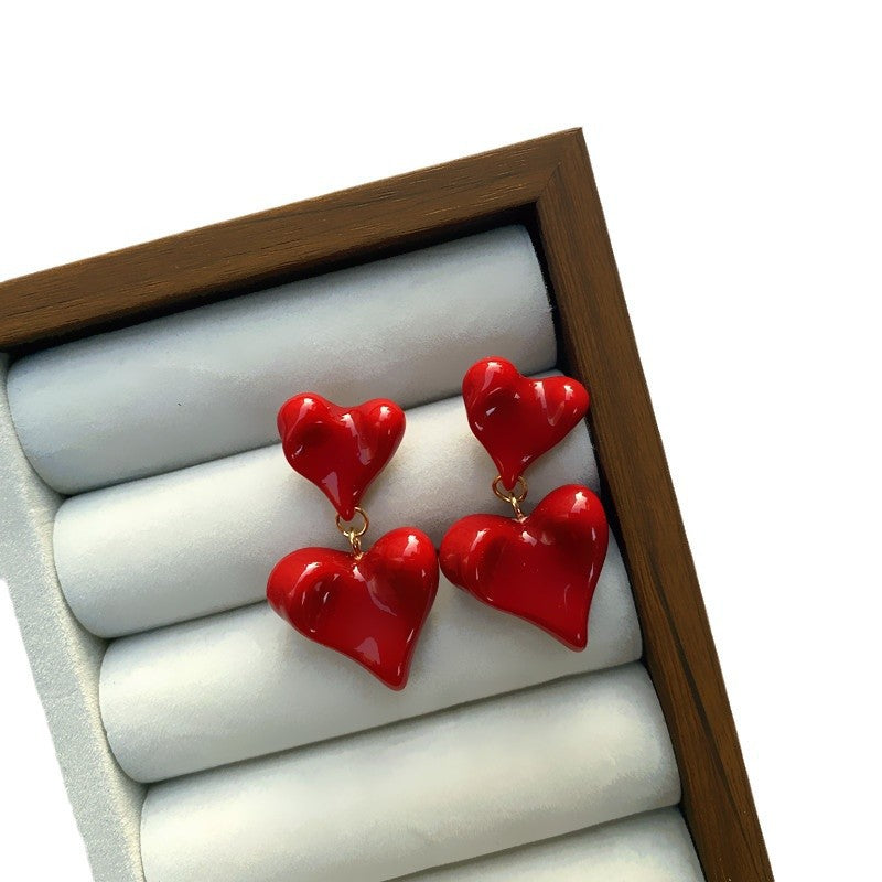 Wholesale Valentine's Day  Burgundy Resin Earrings ACC-ES-ChouT011