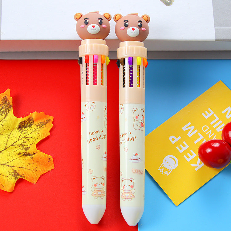 Wholesale Creative Bear Press ten color ballpoint pen