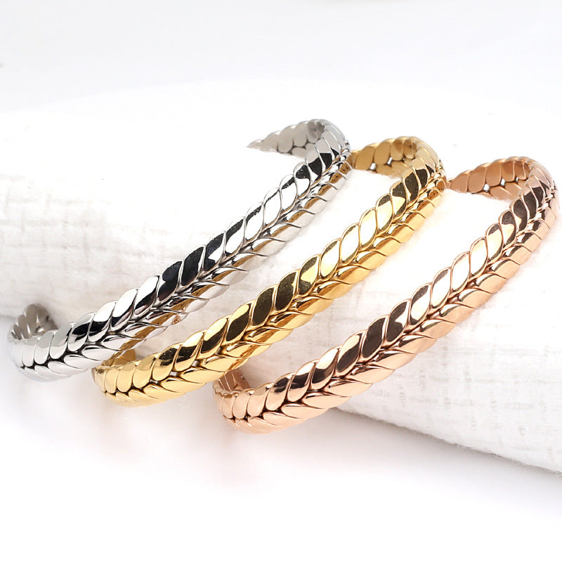 Wholesale Stainless Steel Wheat Ear Open Bracelet ACC-BT-QianCai001