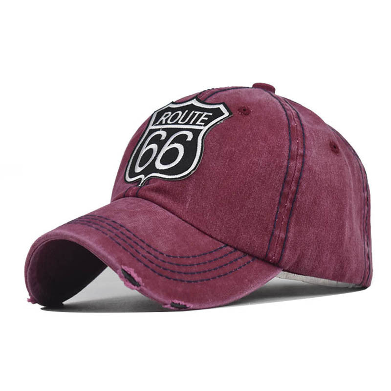 Wholesale 66 Embroidered Washed Cotton Baseball Cap Distressed Sun Hat Outdoor Casual Fashion Accessory