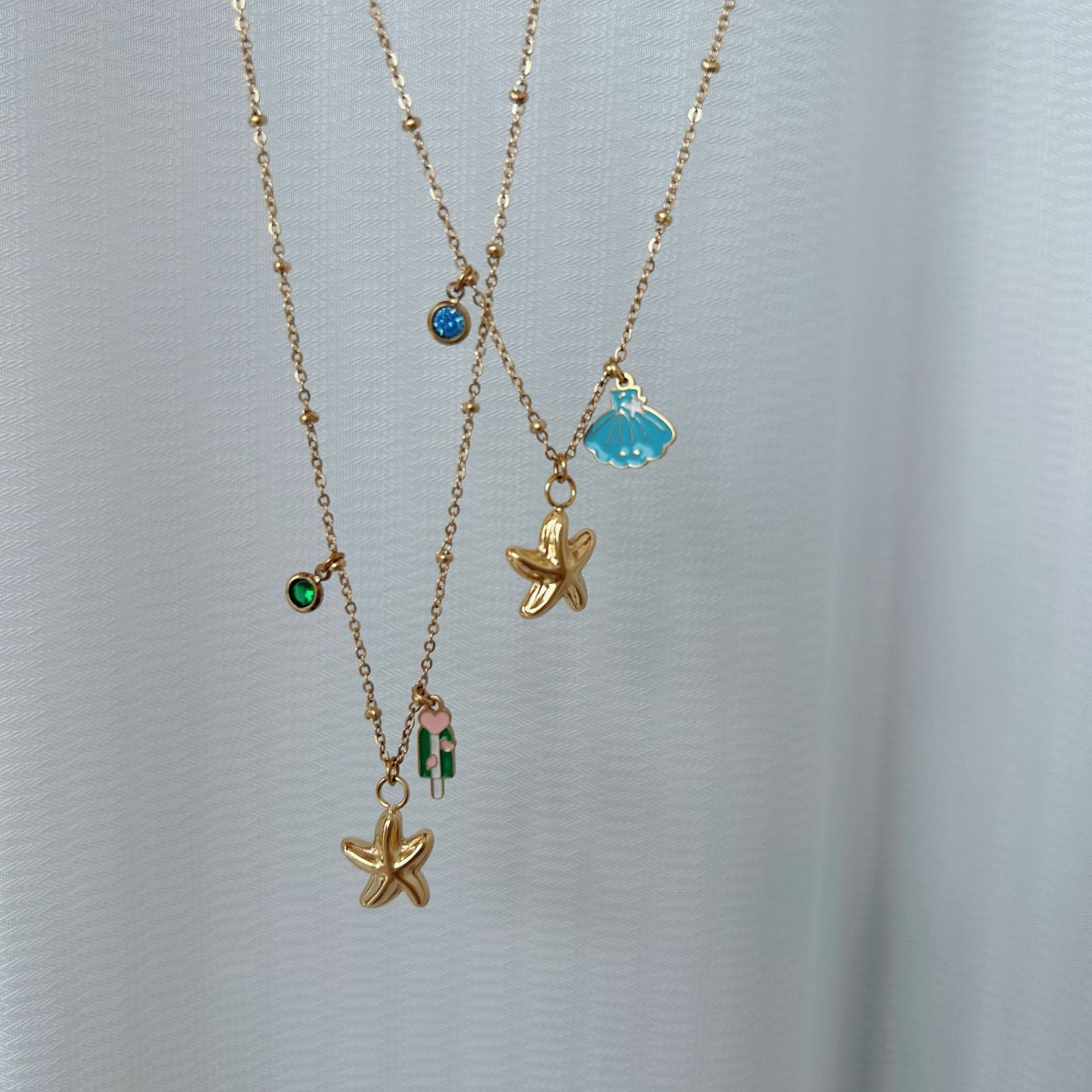 Wholesale Marine Elements Series Jewelry  Light Luxury Niche Stainless Steel Oil Drop Necklace