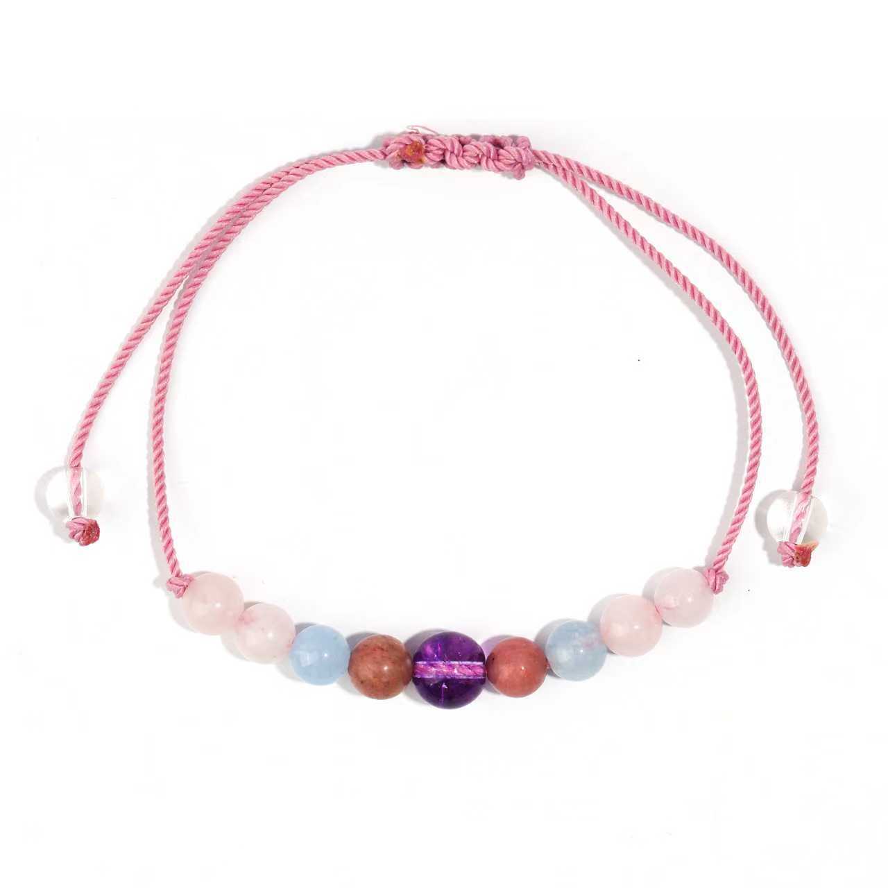 Wholesale Redwood Stone Bracelet Amethyst Moonstone Cord Beaded Adjustable Bracelet