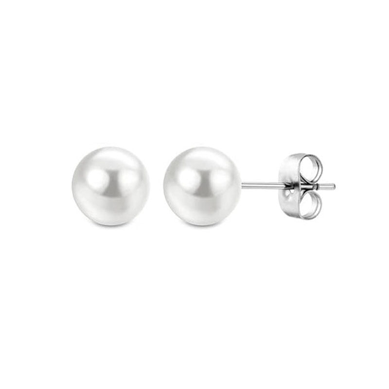 Wholesale  pearl earrings girls simple round white pearl earrings