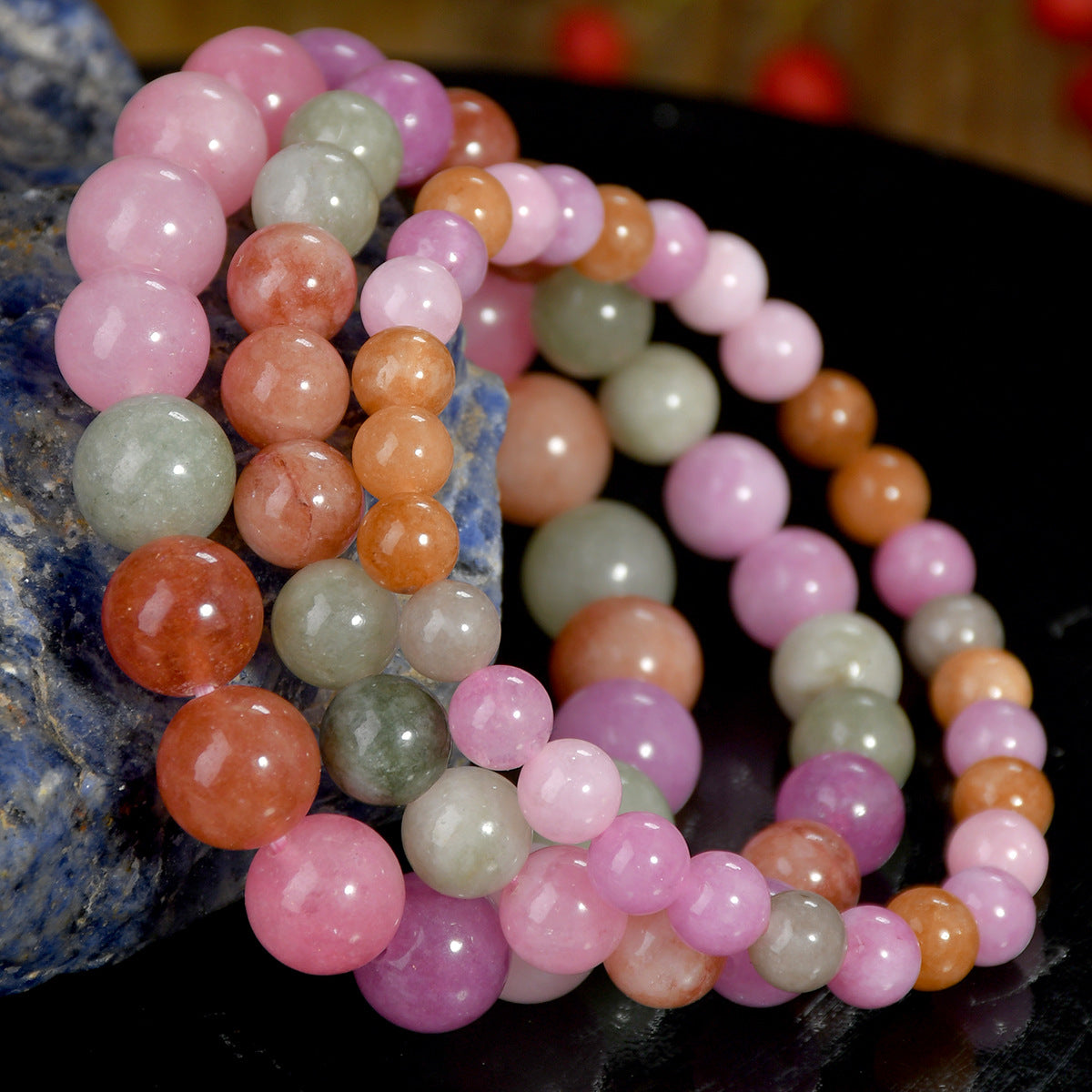 Wholesale European Style Colorful Natural Stone Bead Bracelet Handmade Fashion Jewelry Accessory Boutique Resale