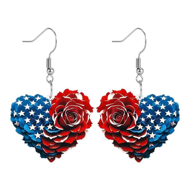 Wholesale American flag hat boots acrylic earrings