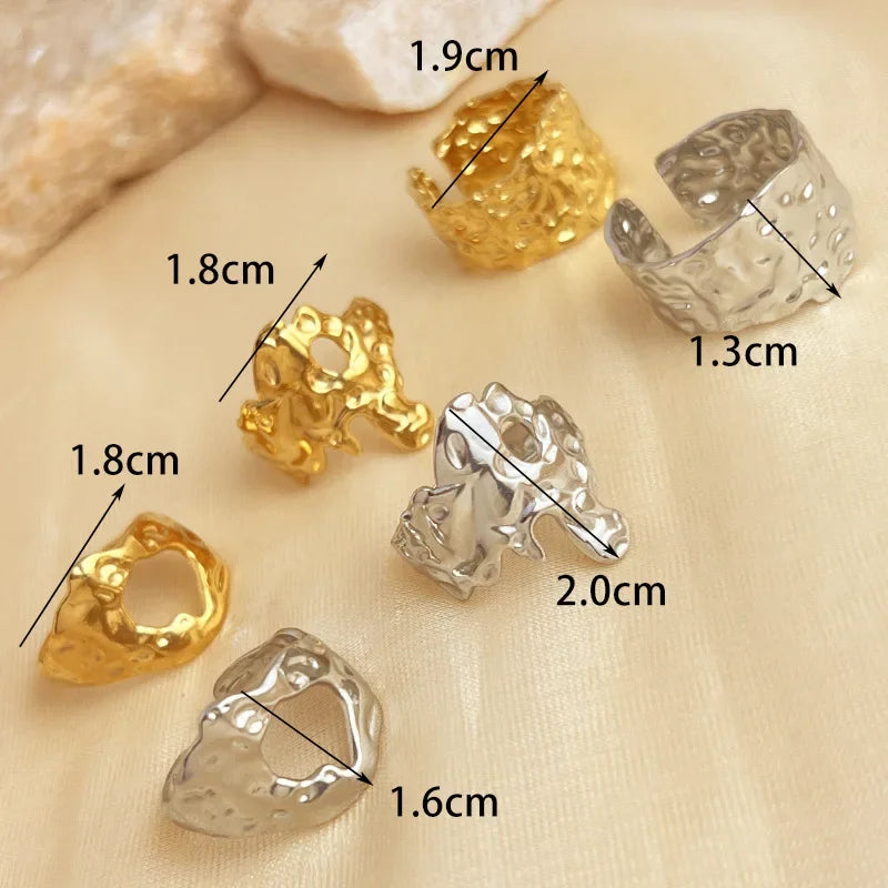 Wholesale Geometric Wide Face Stainless Steel Ring