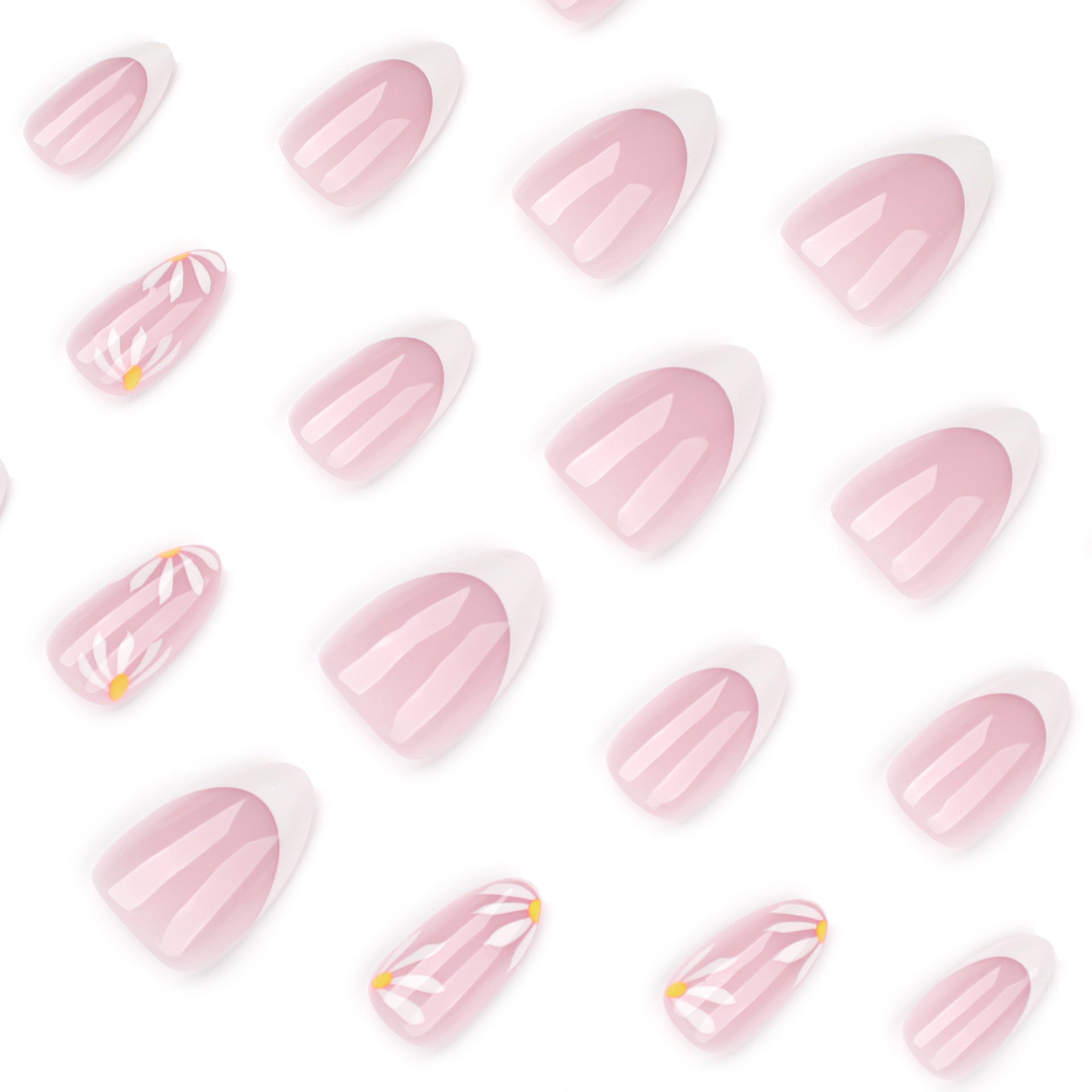 Wholesale 24 Pieces/box White Daisy Flowers Bow Nails Kits Nail Stickers