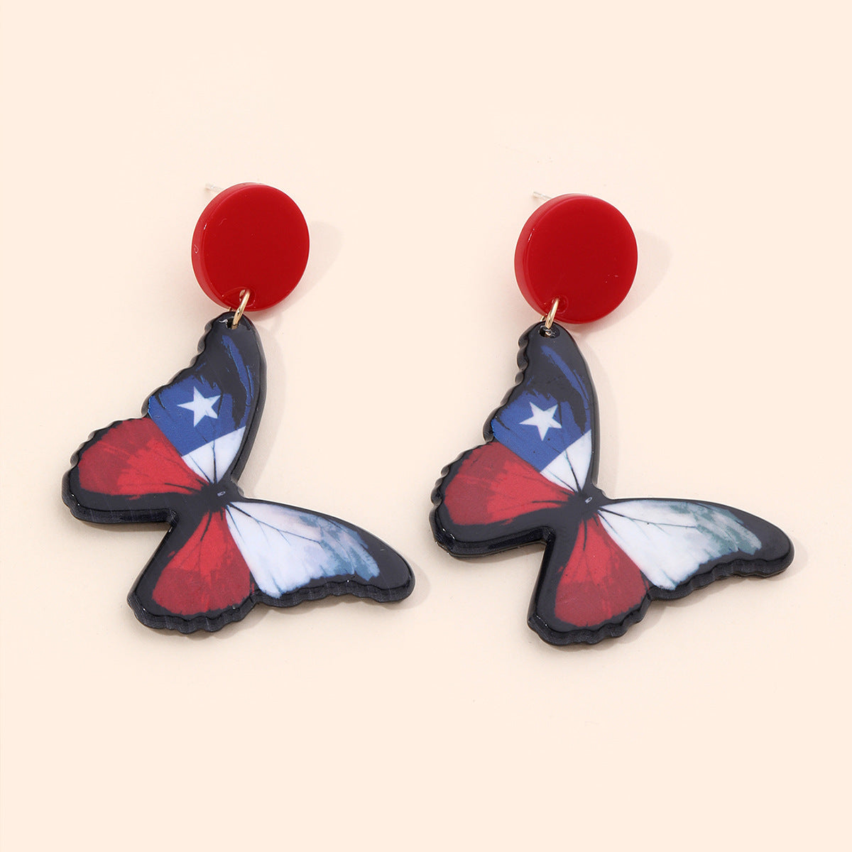 Wholesale US National Day Independence Day US Flag Butterfly Printing Acrylic Festival Earrings
