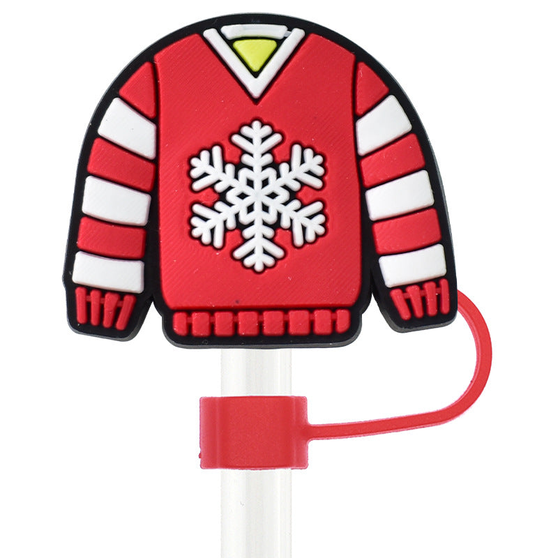 Wholesale Random 100pcs Christmas 10mm PVC Soft Straw Tube Cap ACC-SCR-RYY074