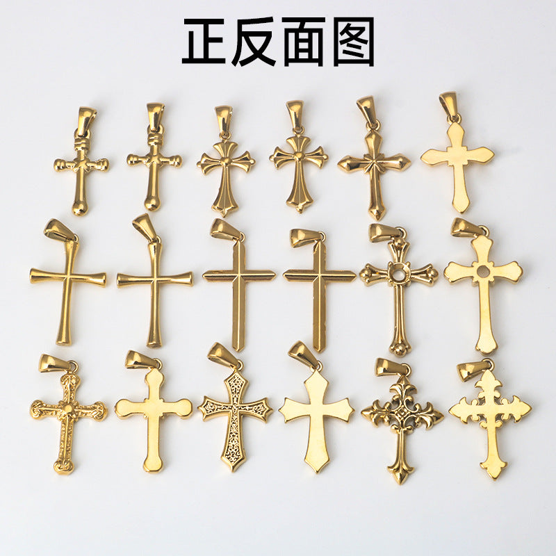 Wholesale Stainless Steel Simple Gold Variety Cross Pendant