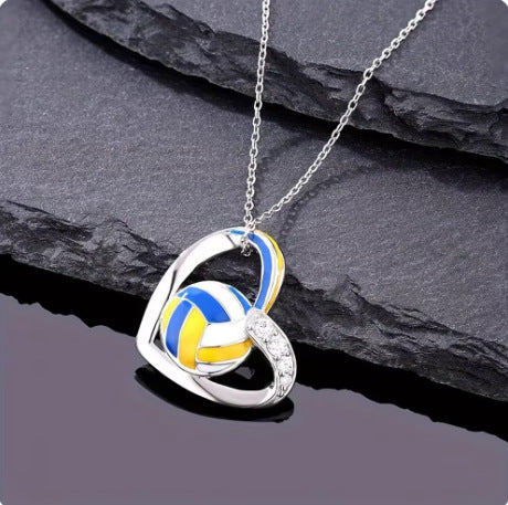 Wholesale  Heart-shaped Volleyball Diamond Necklace