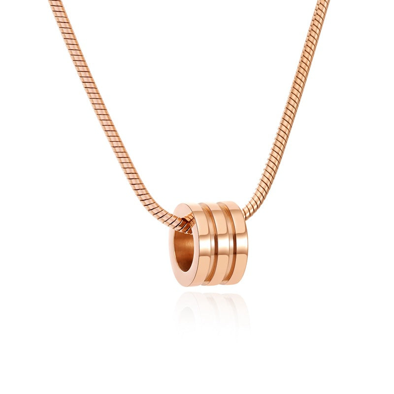 Wholesale Titanium steel waist glossy Cylindrical pendant necklace