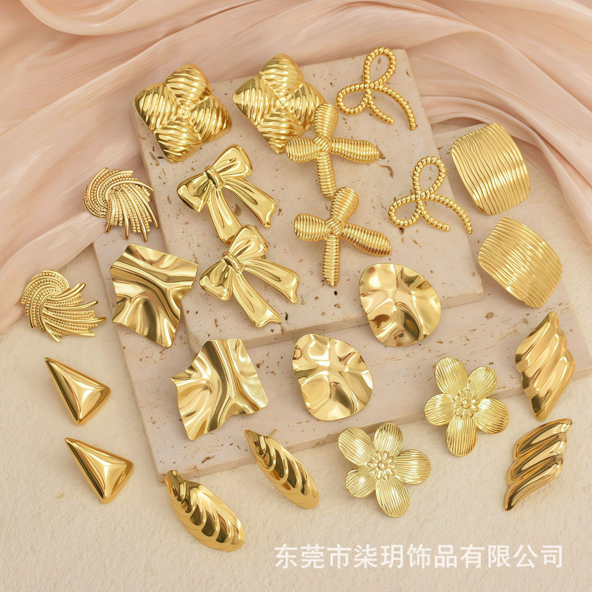 Wholesale Stainless Steel Unique Bow Irregular Stud Earrings