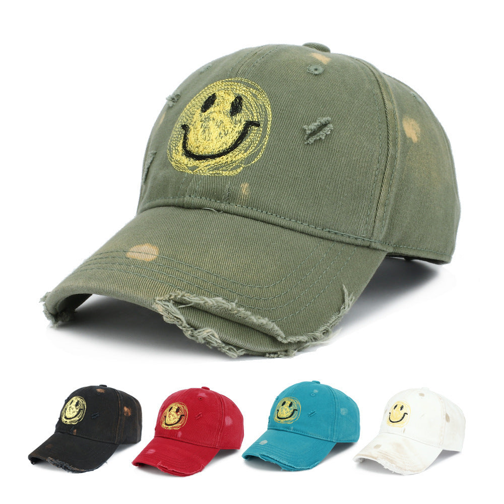 Wholesale Cute Smiling Face Ripped Cotton Baseball Cap ACC-HT-RongZhao032