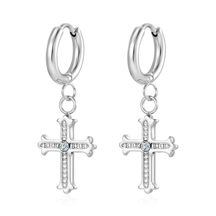 Wholesale Stainless steel cross pendant earrings  18K earrings