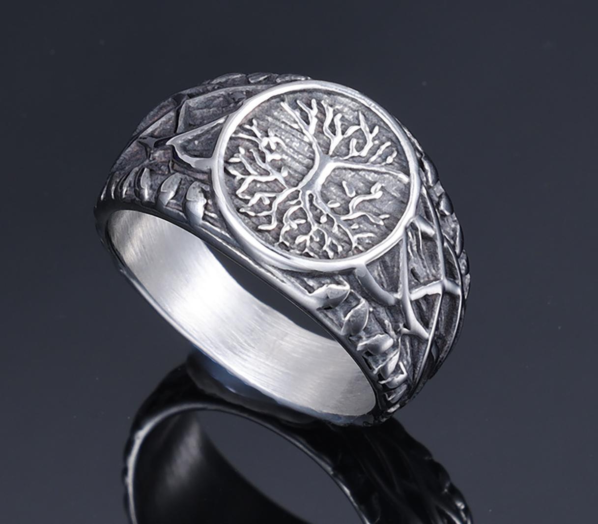 Wholesale Tree of Life Vine Stainless Steel No Fading Ring ACC-RS-Moer013