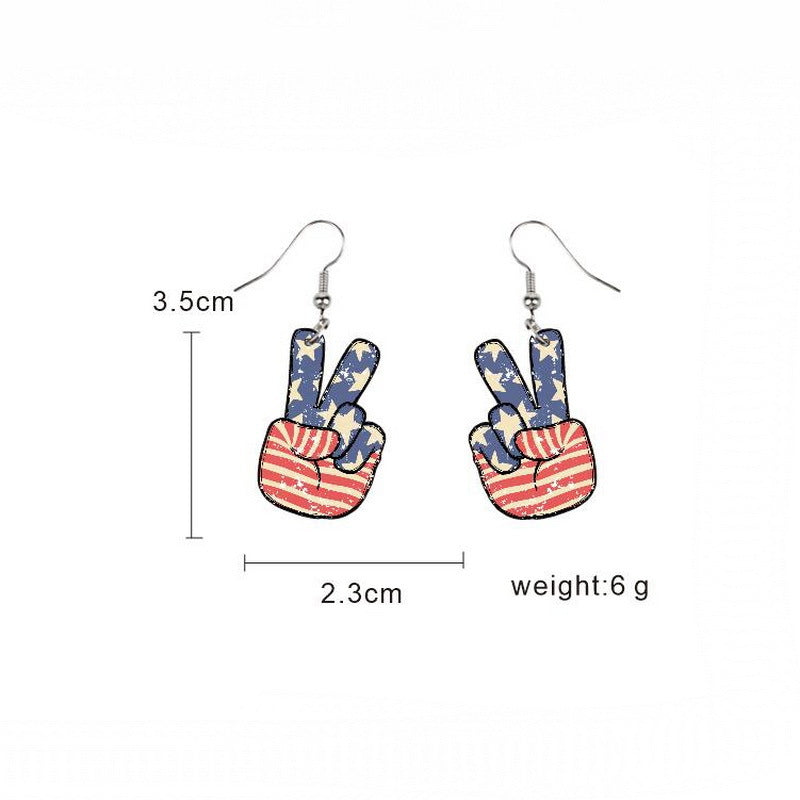Wholesale  USA Independence Day Earrings Flag Butterfly Cow Finger Smiley Eagle Pendant Jewelry