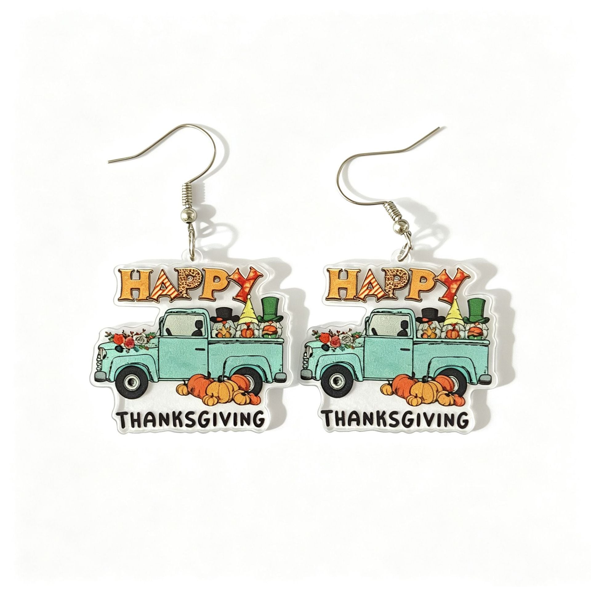 Wholesale Chic Thanksgiving Acrylic Earrings For Women Turkey Pumpkin Letter Design Jewelry Accessory Gift