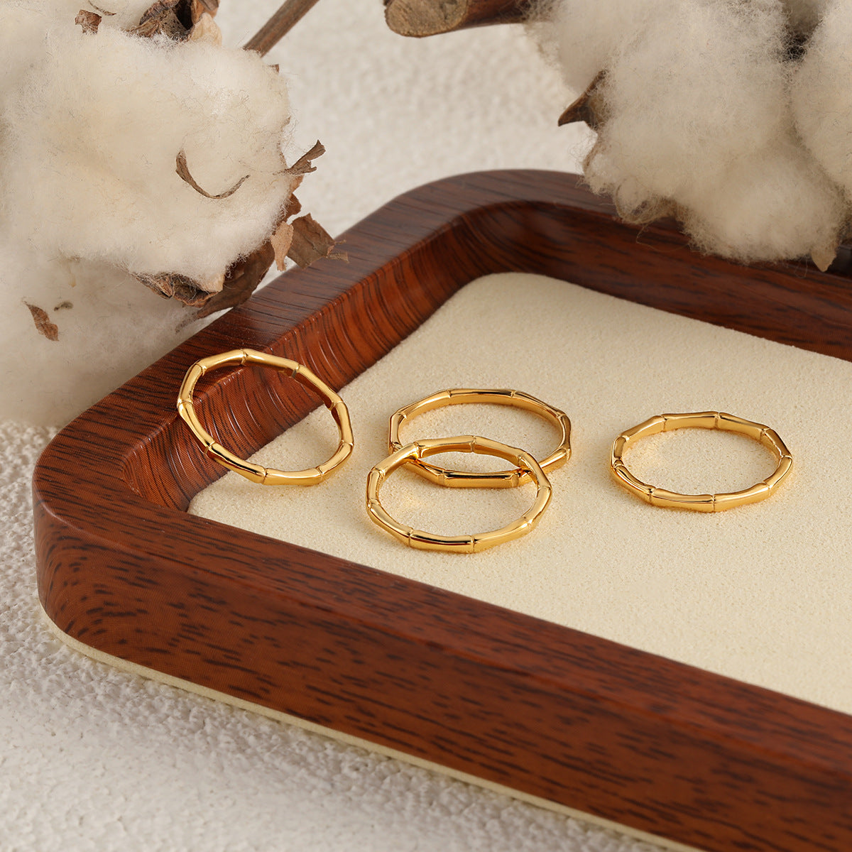 Wholesale  bamboo titanium steel non-fading stacked ring