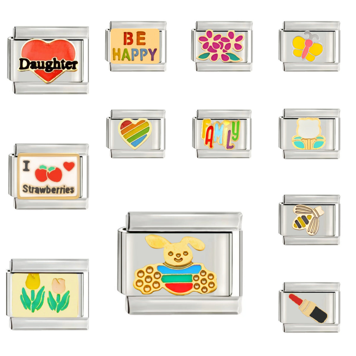Wholesale 9mm Italian Charm Starter Bracelets DIY square Single Section Creative Stainless Steel Composable Bracelet