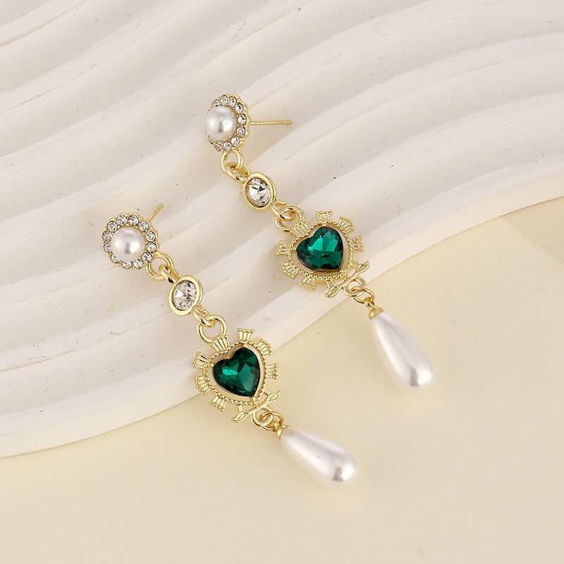 Wholesale S925 Silver Needle Love Heart-shaped Long Tassel Drop Earrings