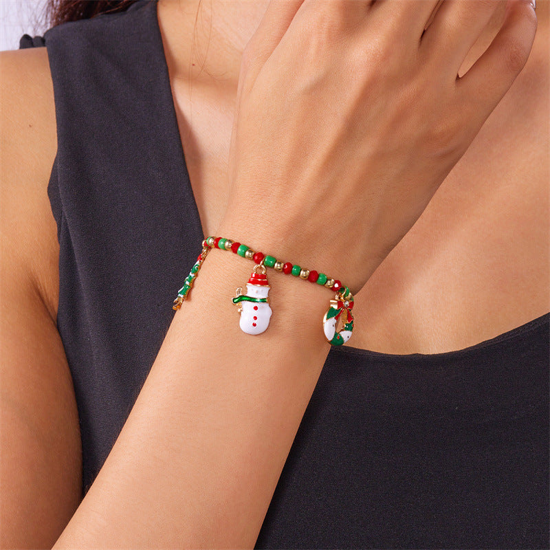Wholesale Christmas beaded snowman bracelet