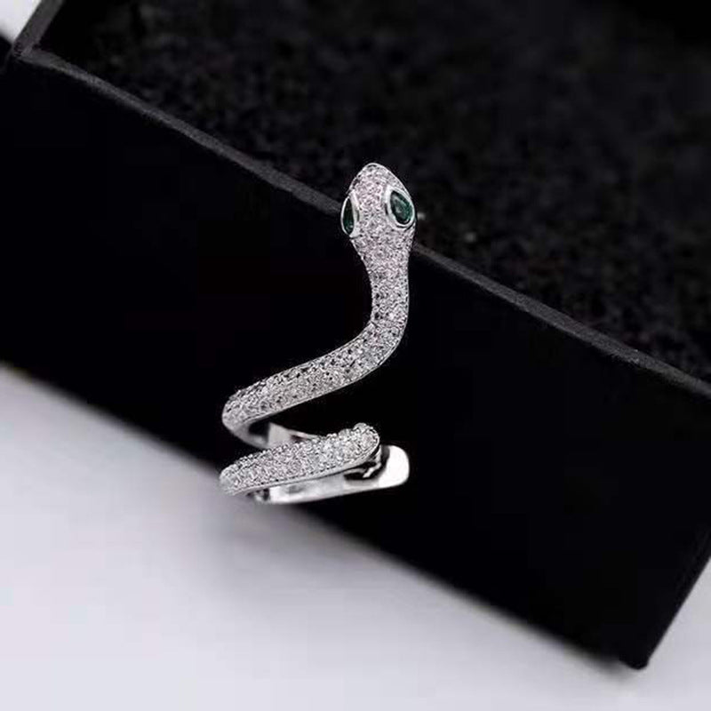 Wholesale exaggerated micro-inlaid zircon metal texture snake earrings